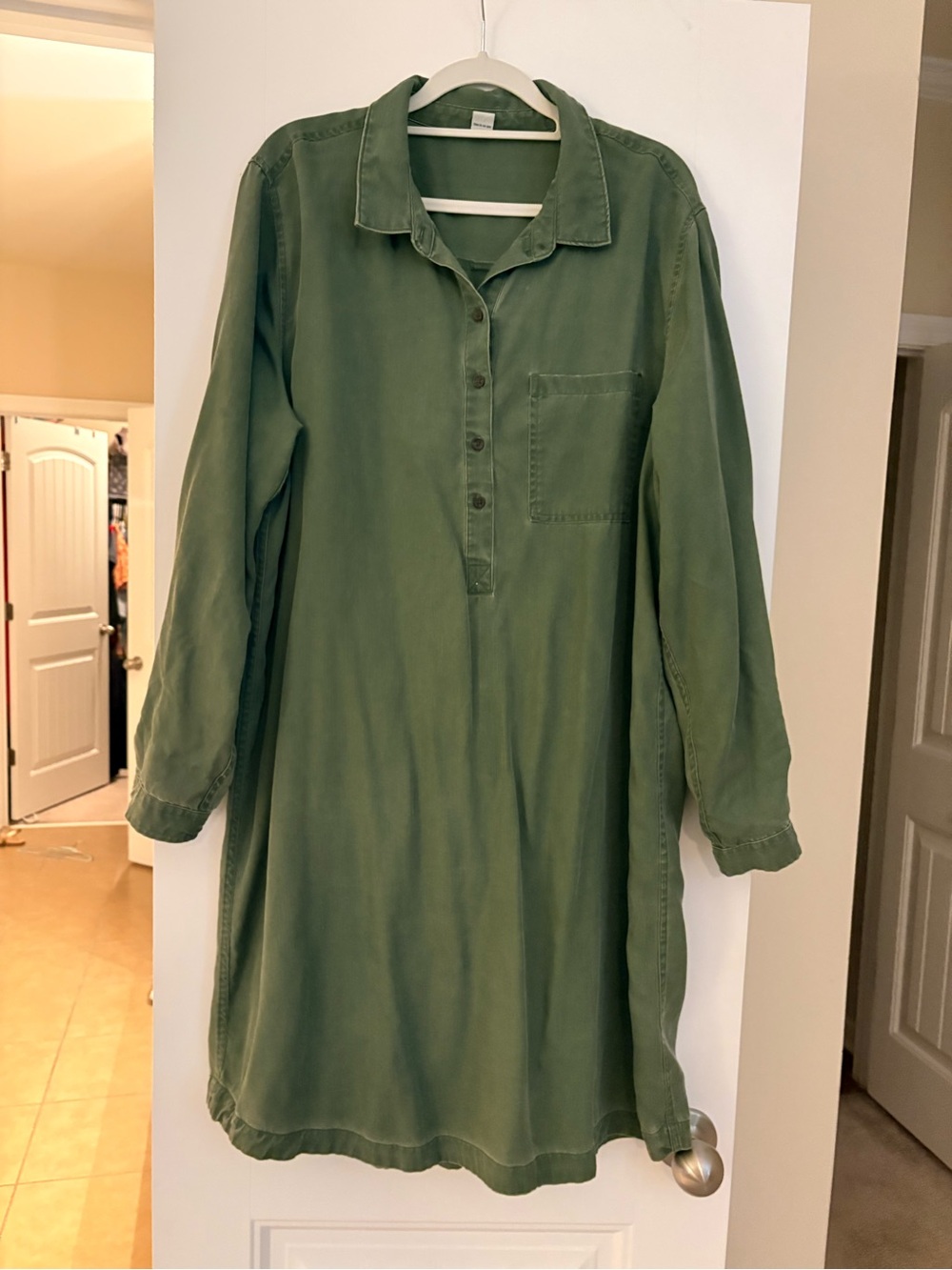 Old Navy Olive Green Long Sleeve Shirt Dress